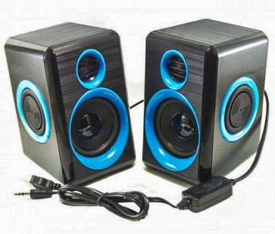 Колонки для ПК акустическая система 2.0 питание от USB акустика FNT FT-165 черно-синий