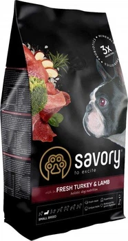Сухой корм для собак малых пород Savory со свежим ягненком и индейкой 1кг