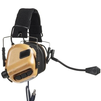 Навушники активні для стрільби з гарнітурою мікрофоном Earmor M32 Coyote Brown (15023)