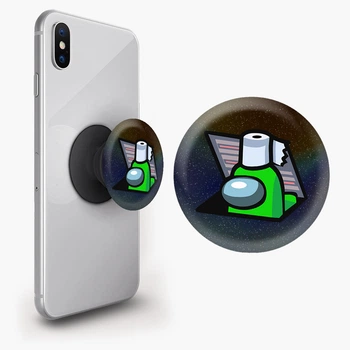 Попсокет (Popsockets) держатель для смартфона Аммонг Ас Зеленый (Among Us Green) (8754-2592-BK) Черный