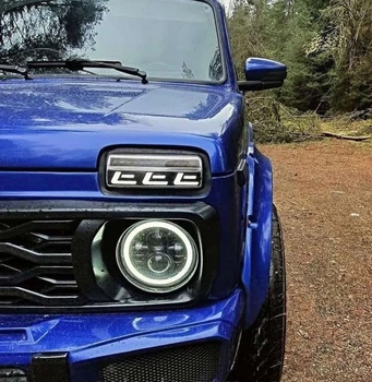 Штатная оптика LED фары на Ниву 90 вт, УАЗ 469, ВАЗ 2101, 2121, FJ Cruiser, мотоцикл, мото 7 дюйм