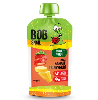 Натуральное фруктовое пюре-смузи Bob Snail "Банан-клубника" 120г