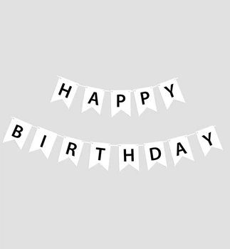 Бумажная гирлянда "Happy Birthday", длина - 2.5 м., цвет - белый