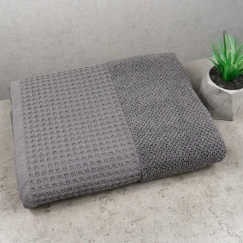 Полотенце для лица и рук Вафельний Бордюр GM Textile 50х90см 500г/м2 (Серый)