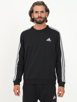 Світшот утеплений чоловічий Adidas 3 Stripe Fleece Sweater GK9106 L Чорний (4064045348349 )