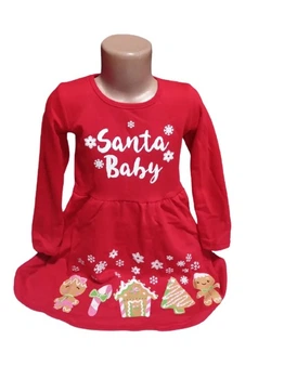 Утепленное новогоднее платье "Santa Baby" УкраинаТД красное 1-2 года 86-92см