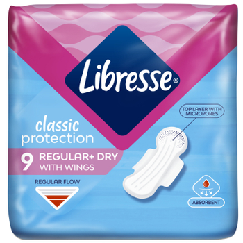 Прокладки гігієнічні Libresse Classic Protection Regular Dry 9 шт. (7322541233222)