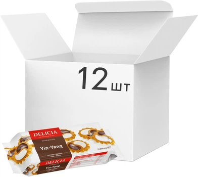 Упаковка печенья сдобного Delicia Инь-Янь 200 г х 12 шт (4823102503035)