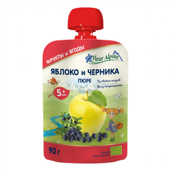 Детское пюре Fleur Alpine Яблоко Черника 90 г (1284016)