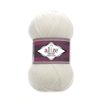 Пряжа для вязания Alize SUPERWASH COMFORT 100 молочный ализе супервош 75% шерсть 25% полиамид