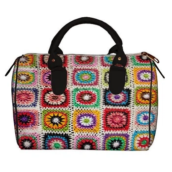 Сумка бочонок Barrel Різнокольорова в'язка 28x18x17 см