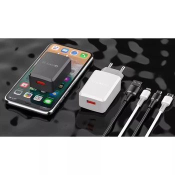 Сетевое зарядное устройство Veron - VR-C13Q + кабель Lightning (USB, 3A, 5V, 18W, адаптер с быстрой зарядкой) - Белый