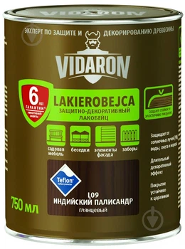 Vidaron - Лакобейц захисно-декоративний для деревини, 0.75 л., L09