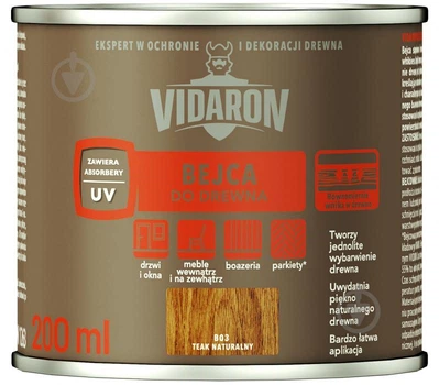 VIDARON BEJCA - Бейц для деревини, 0.2 л., В03 натуральний тик