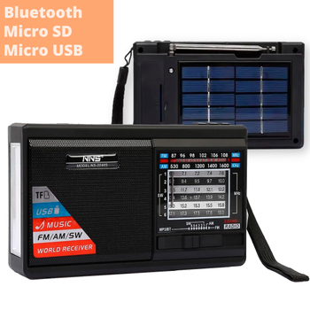 Радиоприемник портативный NNS NS-2040S Solar с фонарем, солнечной панелью, Bluetooth, USB, TF черный (24406-NS-2040S_844)