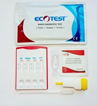 Комбинированный тест на 5 инфекций: ВИЧ 1/2, гепатит В (HBsAg), гепатит В (HBcAb), гепатит С, сифилис (Ecotest)