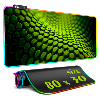 Геймерский коврик для мышки SKY (GMS-WT 8030/152-2) Hexagon / RGB подсветка / 80x30 см