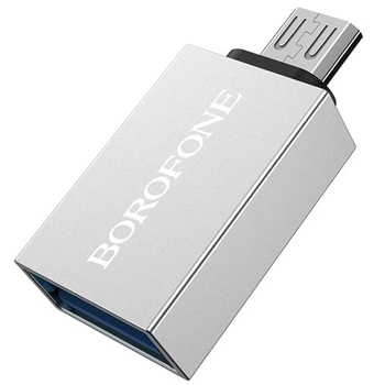 Переходник Borofone BV2 OTG to MicroUSB Серебряный