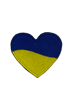 Шеврон на липучке Сердце патриотическое 6.5см х 5см сине-желтое (12038)