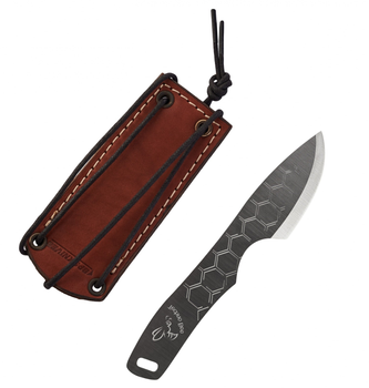 Компактный шейный нож из Нержавеющей Стали TECHNO BEE SSH BPS Knives - Скелетный нож с кожаным футляром