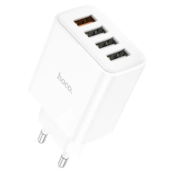 Сетевое зарядное устройство адаптер Hoco C102A USB 18W QC3.0 + 3*USB 10.5W быстрая зарядка для телефона блочек