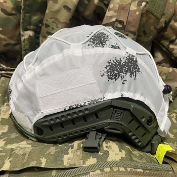 Защитный кавер (чехол) на шлем каску Fast с панелями Векро Белый