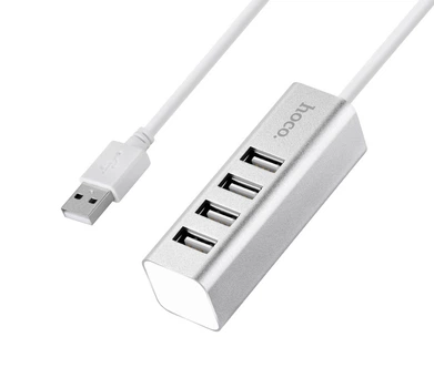 USB-хаб HOCO HB1 4USB Line machine Silver (6957531038146)