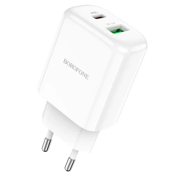 Зарядне мережеве BOROFONE BN4 Potential (PD 20W) (1USB 3A 18W QC3.0) Білий