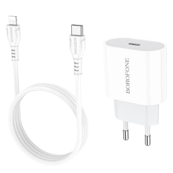 Зарядне мережеве BOROFONE BA61A Origin (PD 2.1A) Lightning-Type-C Білий