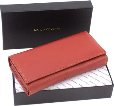 Женский кошелек из натуральной кожи на два отделения 18,5х9 Marco Coverna MA246-Brown(18225) светло-коричневый