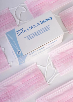 Медицинские маски Medicom Mask® Economy сертифицированы трехслойные 50 шт. Розовые