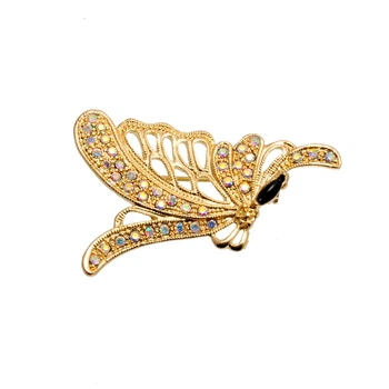 Брошь Fashion Jewerly "Gold butterfly in stones" (048741)