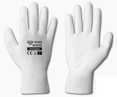 Перчатки защитные Bradas PURE WHITE полиуретан размер 10 RWPWH10