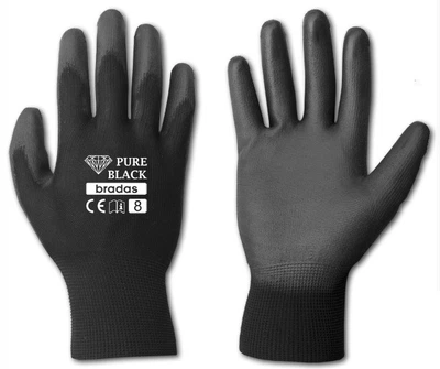 Перчатки защитные Bradas PURE BLACK полиуретан размер 8 RWPBC8