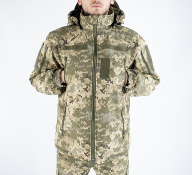 Военная зимняя куртка пиксель ММ-14 ВСУ (Softshell+пух), 2XL