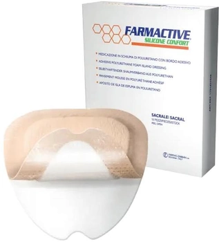 Полиуретановая губчатая повязка Farmac-Zabban силиконовая адгезивная с бортом Farmactive Silicone comfort 10 х 10 см (1701451010)