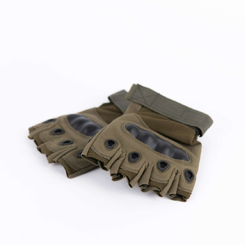 Тактические перчатки беспалые с накладкой хаки 2107k XL