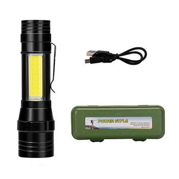 Тактический сверхмощный светодиодный ручной аккумуляторный фонарь BL-T6-19S XPE+COB качественный zoom фонарик