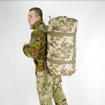 Баул тактичний військовий транспортний сумка-рюкзак 80 л Піксель