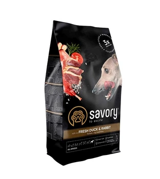 Сухой корм Savory Dog Adult All Breeds rich in Fresh Duck and Rabbit для всех пород с мясом утки и кроликом 1 кг (30167)