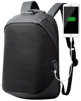Рюкзак антивор Bopai с USB портом, кодовым замком и отделением для ноутбука, черный (18111942013)