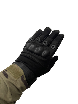 Тактичні рукавиці з пальцями та накладками Чорні L