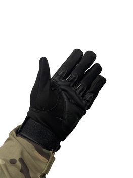 Тактичні рукавиці з пальцями та накладками Чорні L