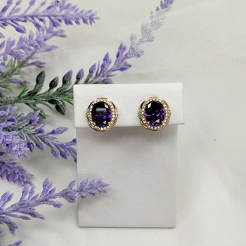 Серьги классические с фиолетовым камнем 106 4500
