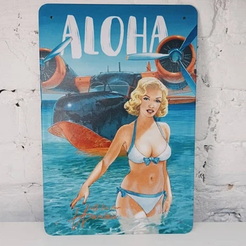 Металлическая табличка Pin Up "Aloha"