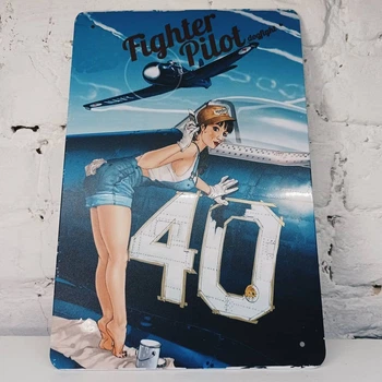 Металлическая табличка Pin Up "Fighter"
