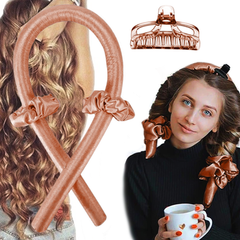 Мягкие бигуди для холодной завивки волос и создания локонов Navi Hair Hold с резинками и заколкой Коричневый