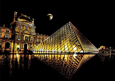 Цветная скретч картина "Louvre" (Лувр)