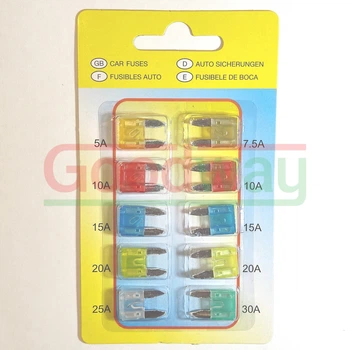 Комплект GoodWay предохранителей MINI ( тип FN ), 10 шт ( 5A + 7.5A + 2x10A + 2x15A + 2x20A + 25A + 30A ) (CF-MINI-SET-1)