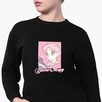 Свитшот для девочек Сейлор Мун (Sailor Moon) (9509-2914-7) 146-152 см Черный